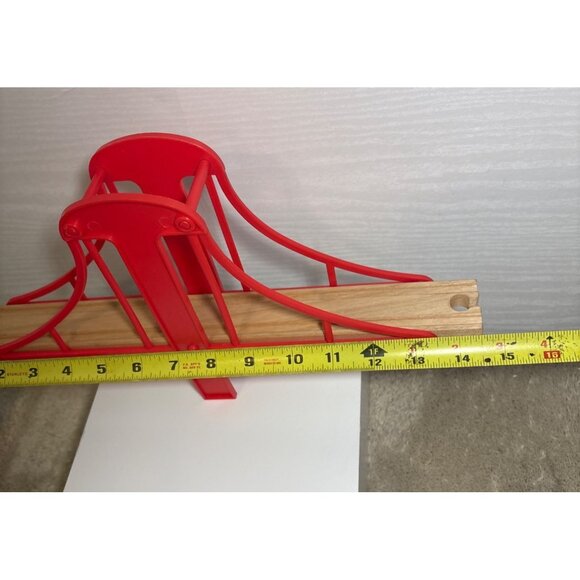 BRIO Bridge for Wooden Train Track Large Red 14.5" Long - Picture 3 of 6